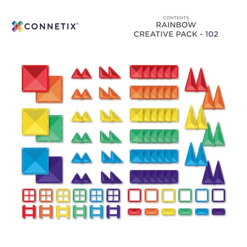 CONNETIX Arcobaleno Pacchetto Creativo, gioco di costruzione per bambini con 102 Pezzi - Giocattolo STEAM