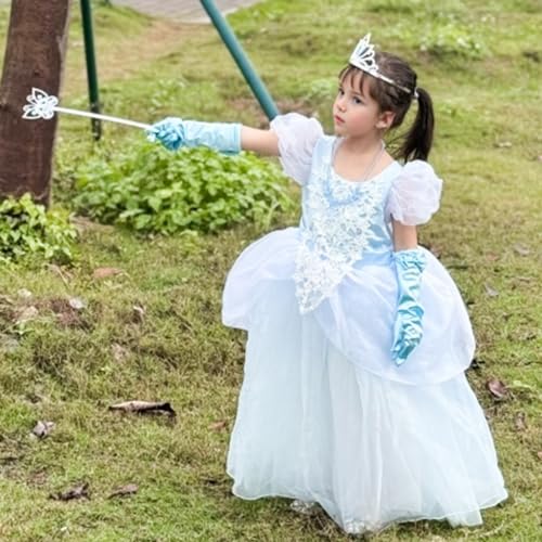 Costume di Cenerentola, Abito di Carnevale per Bambina con Accessori per essere una Principessa Disney