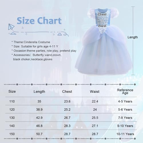 Costume di Cenerentola, Abito di Carnevale per Bambina con Accessori per essere una Principessa Disney