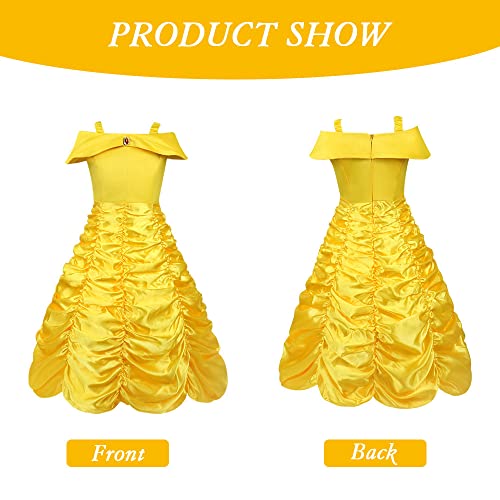 Costume di Belle, Vestito da Principessa Disney con accessori e Corona - Vicloon
