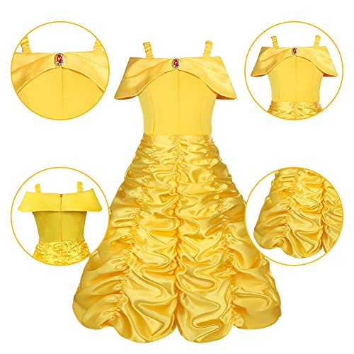 Costume di Belle, Vestito da Principessa Disney con accessori e Corona - Vicloon