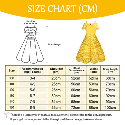 Costume di Belle, Vestito da Principessa Disney con accessori e Corona - Vicloon