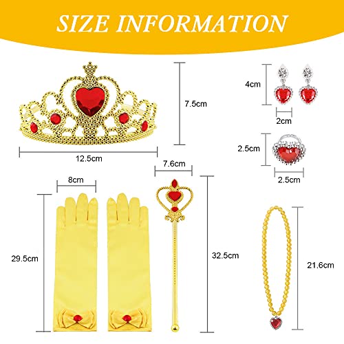 Costume di Belle, Vestito da Principessa Disney con accessori e Corona - Vicloon