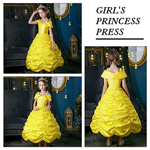 Costume di Belle, Vestito da Principessa Disney con accessori e Corona - Vicloon