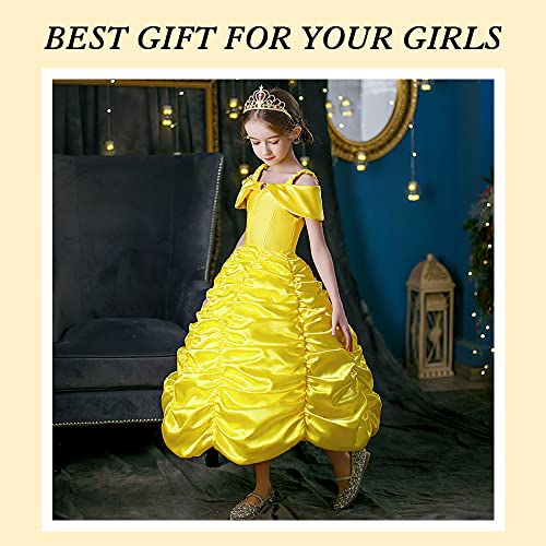 Costume di Belle, Vestito da Principessa Disney con accessori e Corona - Vicloon
