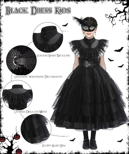 Costume Mercoledì Addams da Bambina per Carnevale o Halloween (taglia 120)