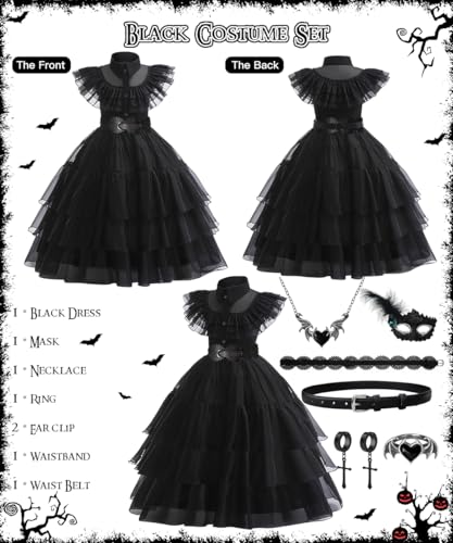 Costume Mercoledì Addams da Bambina per Carnevale o Halloween (taglia 120)