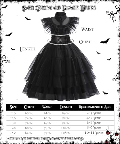 Costume Mercoledì Addams da Bambina per Carnevale o Halloween (taglia 120)