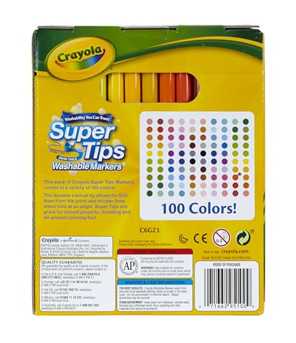 Crayola Super Tips - 100 Pennarelli Lavabili con Punta Media