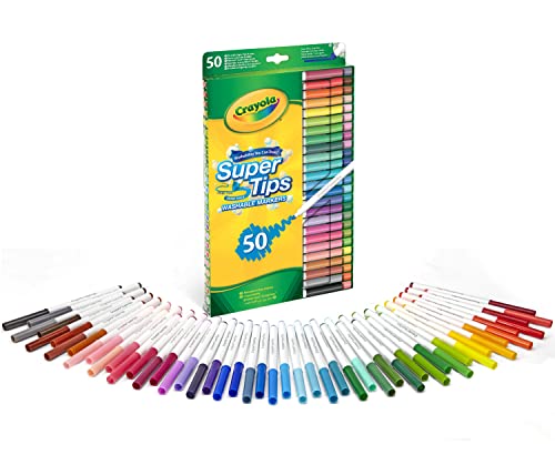 Crayola Super Tips - 50 Pennarelli Lavabili a Punta Media da 3 Anni