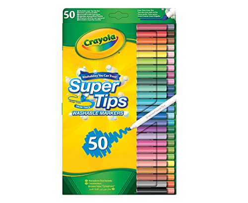 Crayola Super Tips - 50 Pennarelli Lavabili a Punta Media da 3 Anni