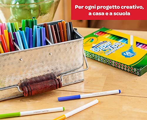 Crayola Super Tips - 50 Pennarelli Lavabili a Punta Media da 3 Anni