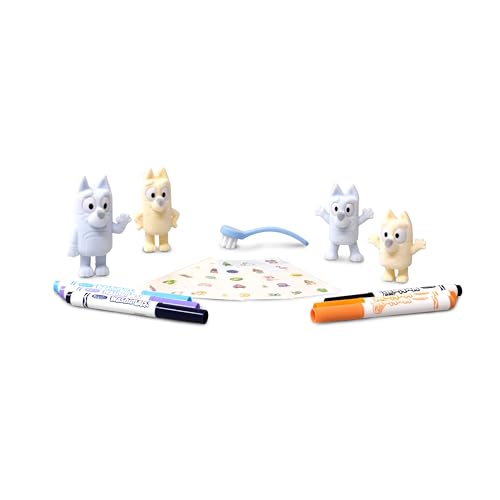 Crayola Washimals Bluey, Set di Attività con Adesivi e 4 cuccioli, 6 Pennarelli Lavabili - Gioco creativo per Bambini da 3 anni in su - 74-0253