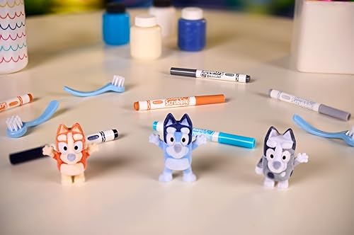 Crayola Washimals Bluey, Set di Attività con Adesivi e 4 cuccioli, 6 Pennarelli Lavabili - Gioco creativo per Bambini da 3 anni in su - 74-0253