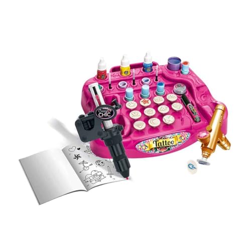 Crazy Chic, Tattoo Studio, Tatuaggi Temporanei Glitterati per Bambine da 7 anni - Clementoni