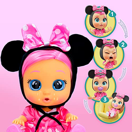Cry Babies vestita da Minnie, Bambola Interattiva che Piange Lacrime, Capelli da Acconciare, da 18 Mesi