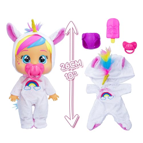 Cry Babies con piagiamino da unicorno, bambola interattiva che piange lacrime vere, da 18 mesi