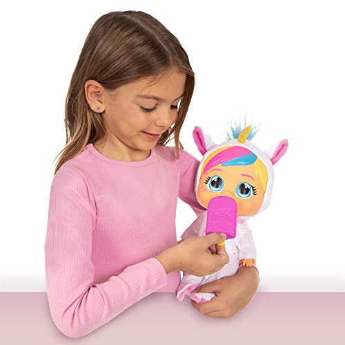 Cry Babies con piagiamino da unicorno, bambola interattiva che piange lacrime vere, da 18 mesi