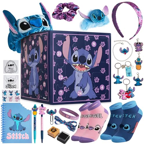 Disney Stitch Calendario dell'Avvento 2025 -   Ogni giorno una sorpresa, portachiavi, penna, collana, braccialetti di Stitch