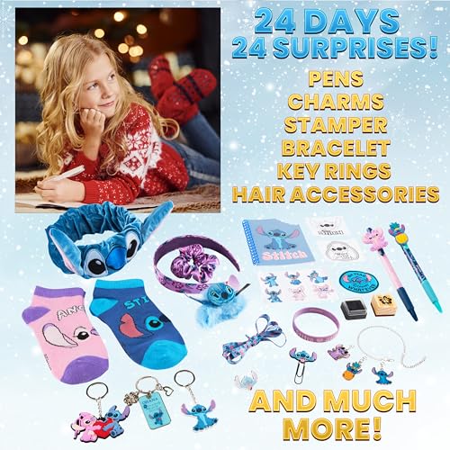 Disney Stitch Calendario dell'Avvento 2025 -   Ogni giorno una sorpresa, portachiavi, penna, collana, braccialetti di Stitch