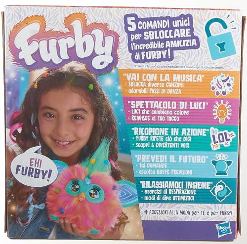 Furby Corallo, Peluche interattivo per bambini, oltre 600 reazioni e 5 modi per attivarlo