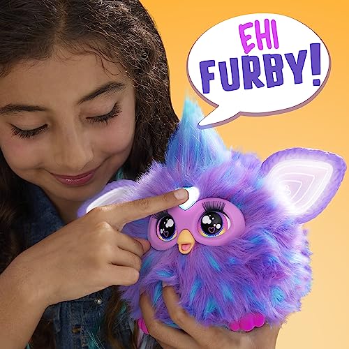 Furby Viola, giocattolo di peluche interattivo con 5 modalità di attivazione vocale