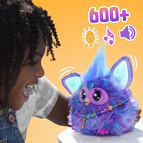 Furby Viola, giocattolo di peluche interattivo con 5 modalità di attivazione vocale