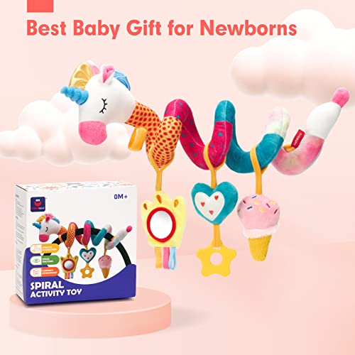 Giocattolo a Spirale per Passeggino - Sonagli per Neonati e Peluche Unicorno 0-36 mesi