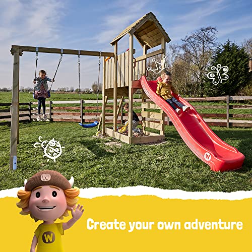Gioco da giardino in legno, altalena con scivolo e sabbiera - WICKEY