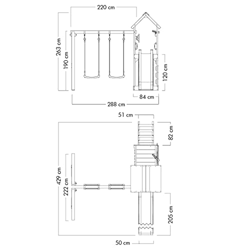 Gioco da giardino in legno, altalena con scivolo e sabbiera - WICKEY