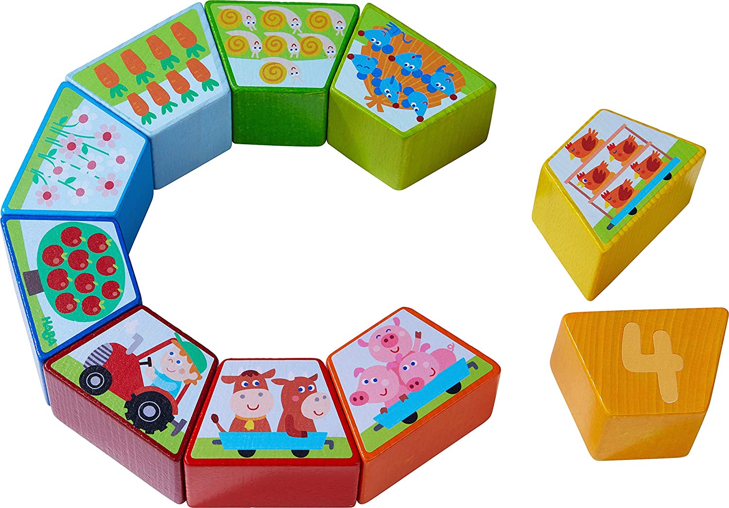 Gioco con numeri da 1 a 10 e animali della fattoria per imparare a contare - In legno HABA - immagine 1