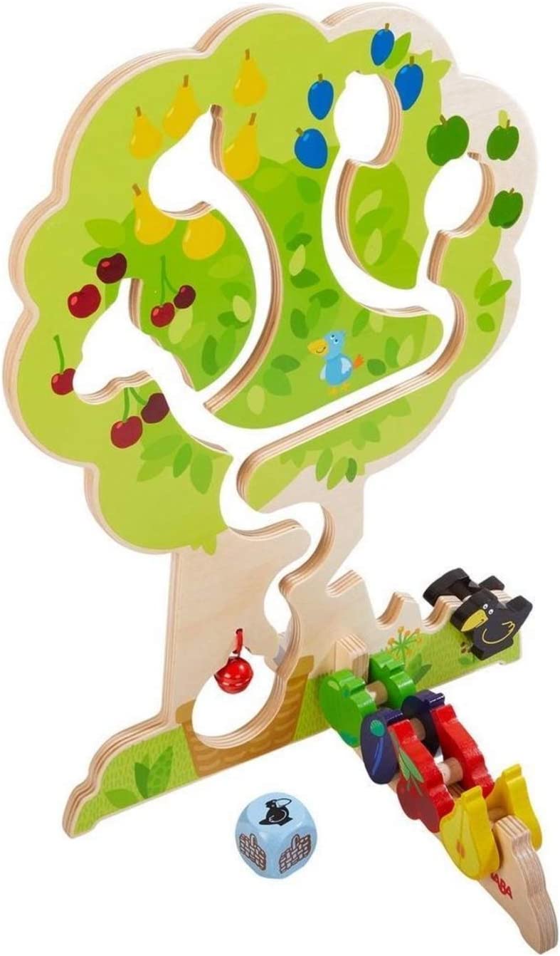 Haba Gioco di Motricità Fine - Albero in Legno per Bambini, Apprendimento dei Colori e dei Frutti