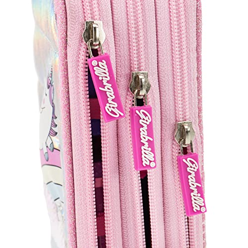 Girabrilla Astuccio Unicorno a 3 Scomparti, colore rosa  - Nice Group