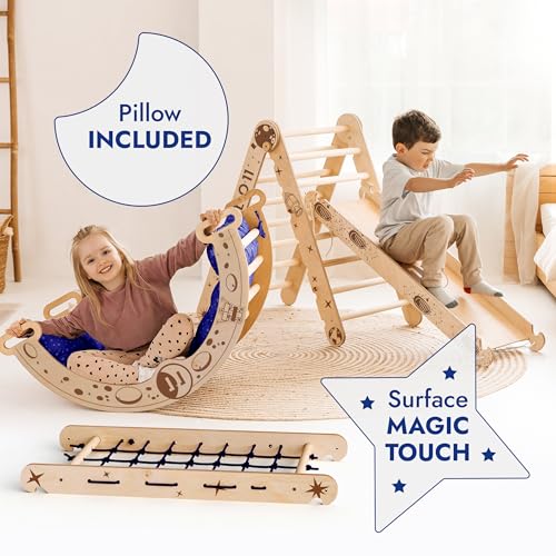 Goodevas Apollo Space 5 in 1 - Set da arrampicata per bambini da interno – Attrezzo da gioco in legno Montessori ispirato alla NASA per bambini da 1 a 7 anni
