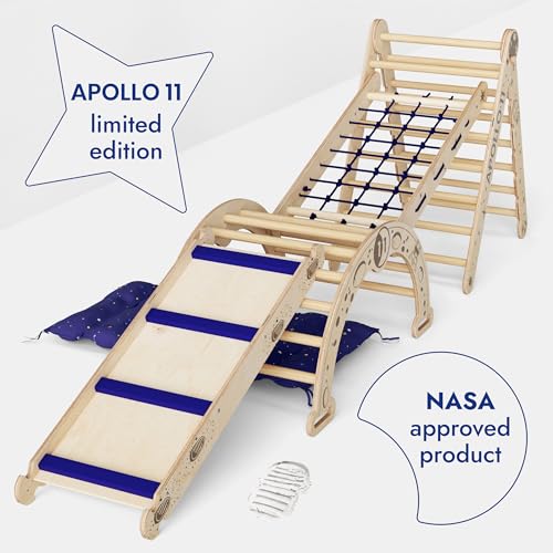 Goodevas Apollo Space 5 in 1 - Set da arrampicata per bambini da interno – Attrezzo da gioco in legno Montessori ispirato alla NASA per bambini da 1 a 7 anni