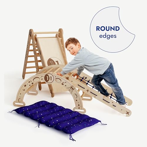 Goodevas Apollo Space 5 in 1 - Set da arrampicata per bambini da interno – Attrezzo da gioco in legno Montessori ispirato alla NASA per bambini da 1 a 7 anni