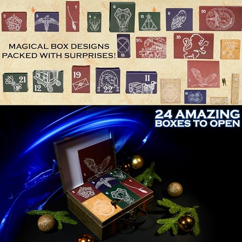Harry Potter Calendario dell'Avvento 2025 -  Cancelleria, Accessori per Capelli, Penne e Gioielli  (Custodia Marrone)