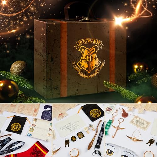 Harry Potter Calendario dell'Avvento 2025 -  Cancelleria, Accessori per Capelli, Penne e Gioielli  (Custodia Marrone)