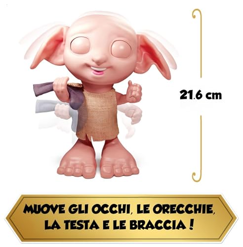 Harry Potter, Elfo Interattivo Dobby con Calzino, Oltre 35 suoni e frasi da 6 anni