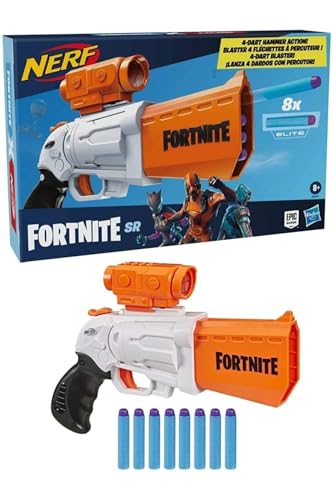 Hasbro Nerf Fortnite, SR Blaster ad azionamento a Martello, inclusi 8 dardi Ufficiali Nerf Elite
