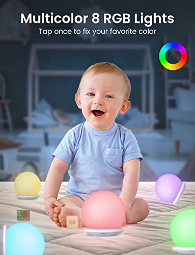 Lampada Notturna per Bambini con 8 Colori e Timer, Ricaricabile via USB - Koofit