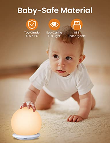 Lampada Notturna per Bambini con 8 Colori e Timer, Ricaricabile via USB - Koofit