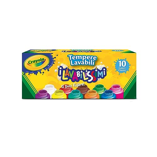 I Lavabilissimi, 10 Barattoli di Tempere Lavabili per Bambini da 3 Anni - Crayola