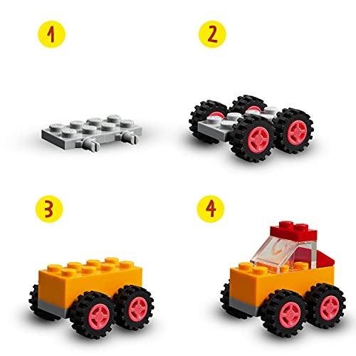 LEGO 11014 Classic Mattoncini e Ruote, Set con 9 Modellini da Costruire