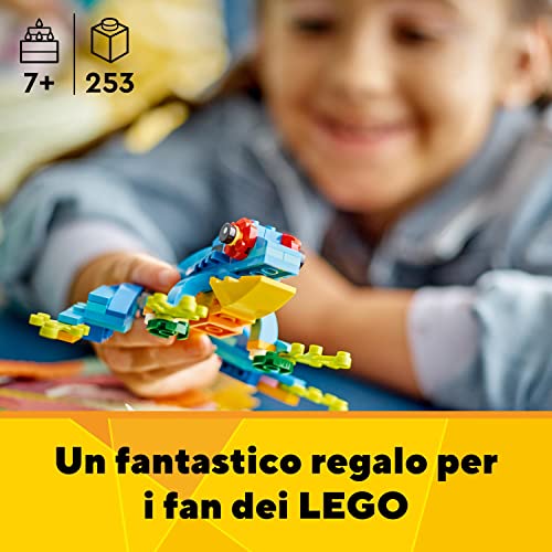 LEGO 31136 Creator Pappagallo Esotico, Set 3 in 1 con Pesce e Rana