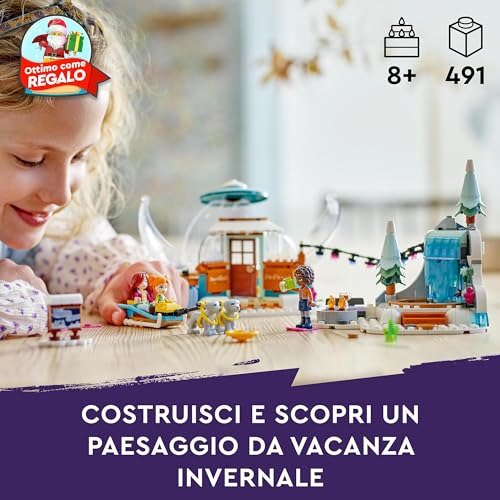 LEGO 41760 Friends - Vacanza in Igloo con Tenda da Campeggio, 2 Cani da Slitta