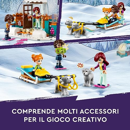 LEGO 41760 Friends - Vacanza in Igloo con Tenda da Campeggio, 2 Cani da Slitta