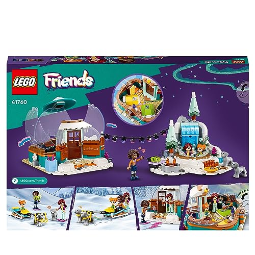 LEGO 41760 Friends - Vacanza in Igloo con Tenda da Campeggio, 2 Cani da Slitta