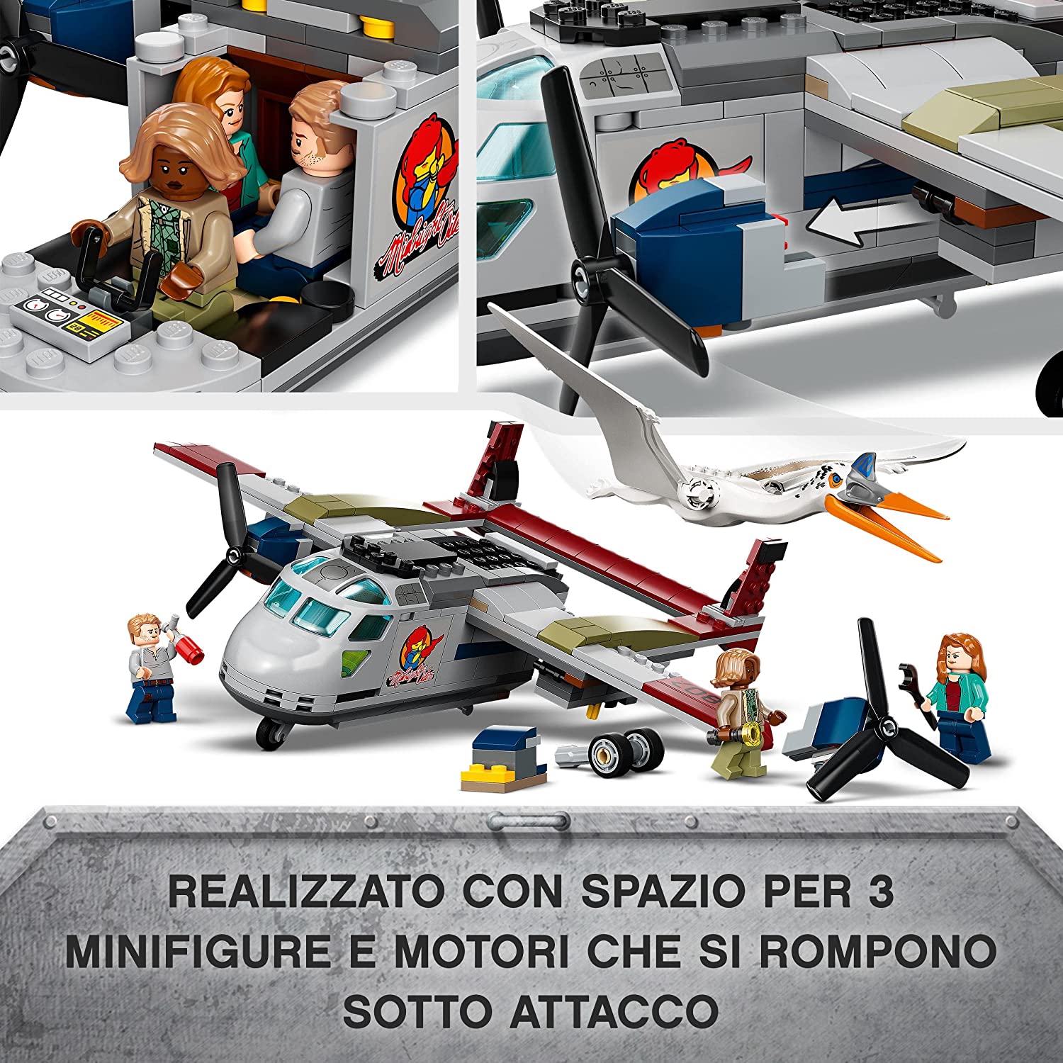 LEGO 76947 Jurassic World Quetzalcoatlus agguato aereo