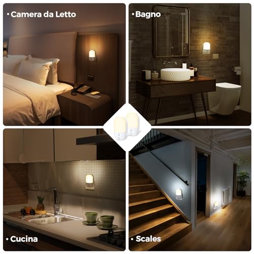 Luce Notturna Bambini, 2 Pezzi con Sensore Crepuscolare